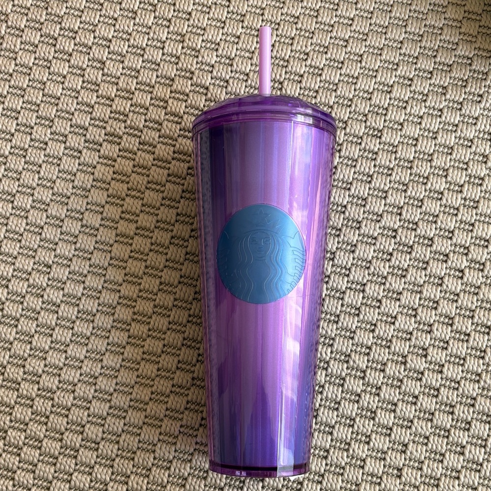 Starbucks Purple Foil Kaleidoscope Dome Cold Cup Tumbler 24 oz